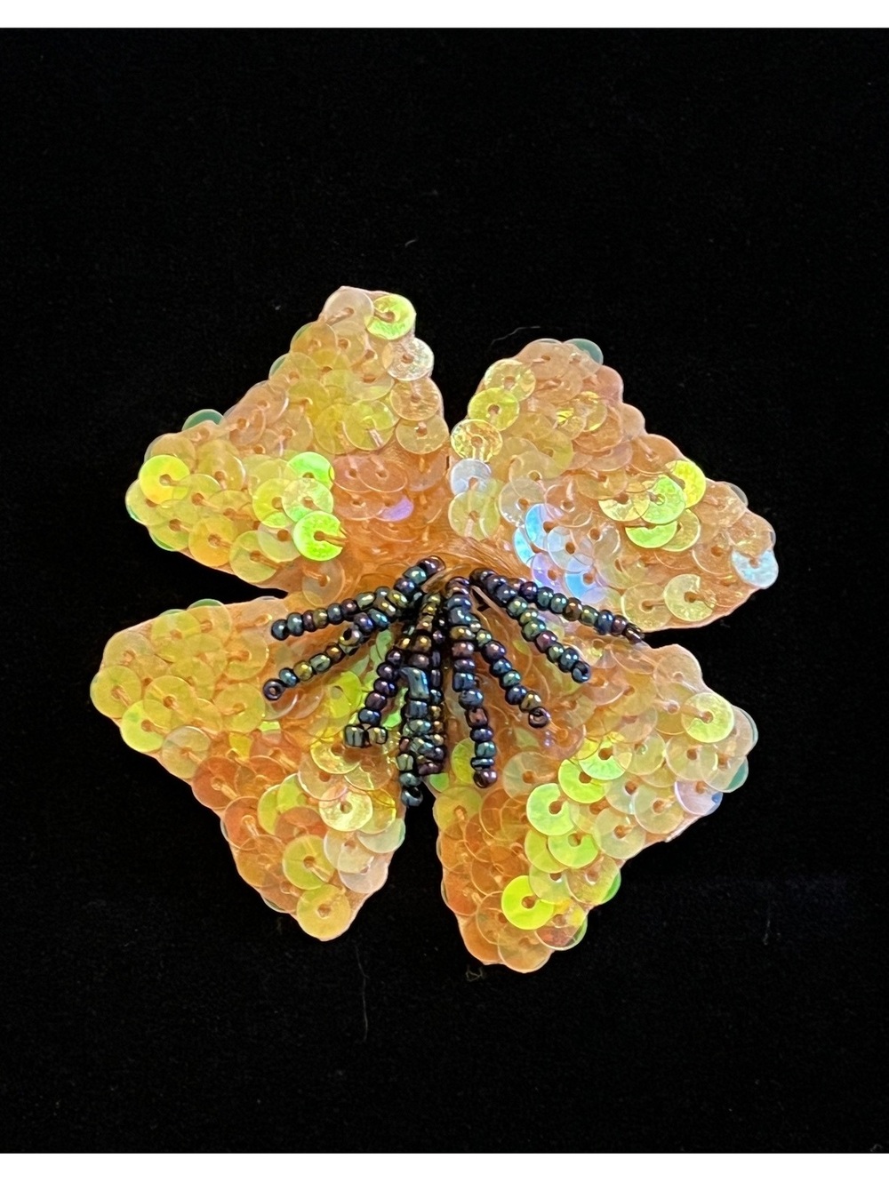 Vintage Style Handmade Sequin and Beaded Flower Brooch Pin